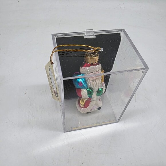 Designers Studio Glass Santa Glitter Embellished Christmas Decor Clear Box - Picture 3 of 8